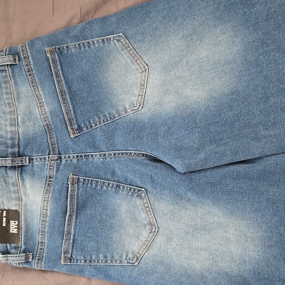Stylish Blue Heart Embellished Wide Leg Jeans - Picture 8 of 10